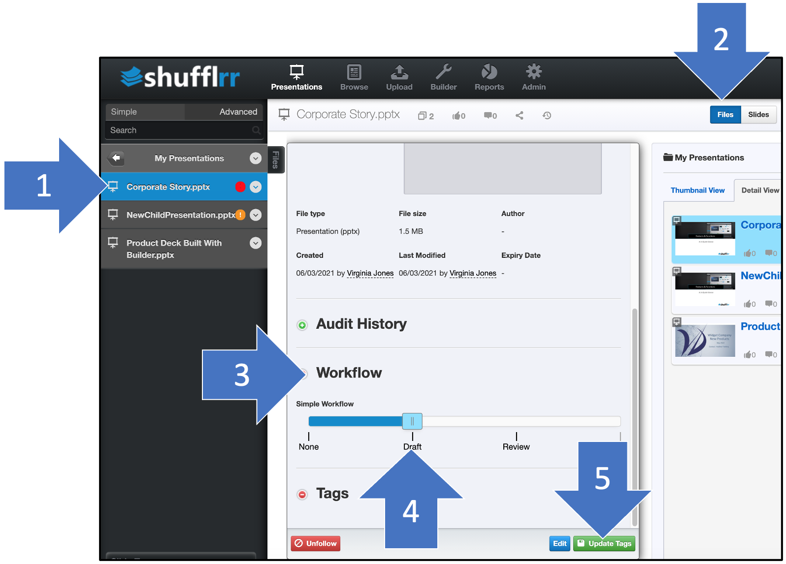 Changing the workflow stage