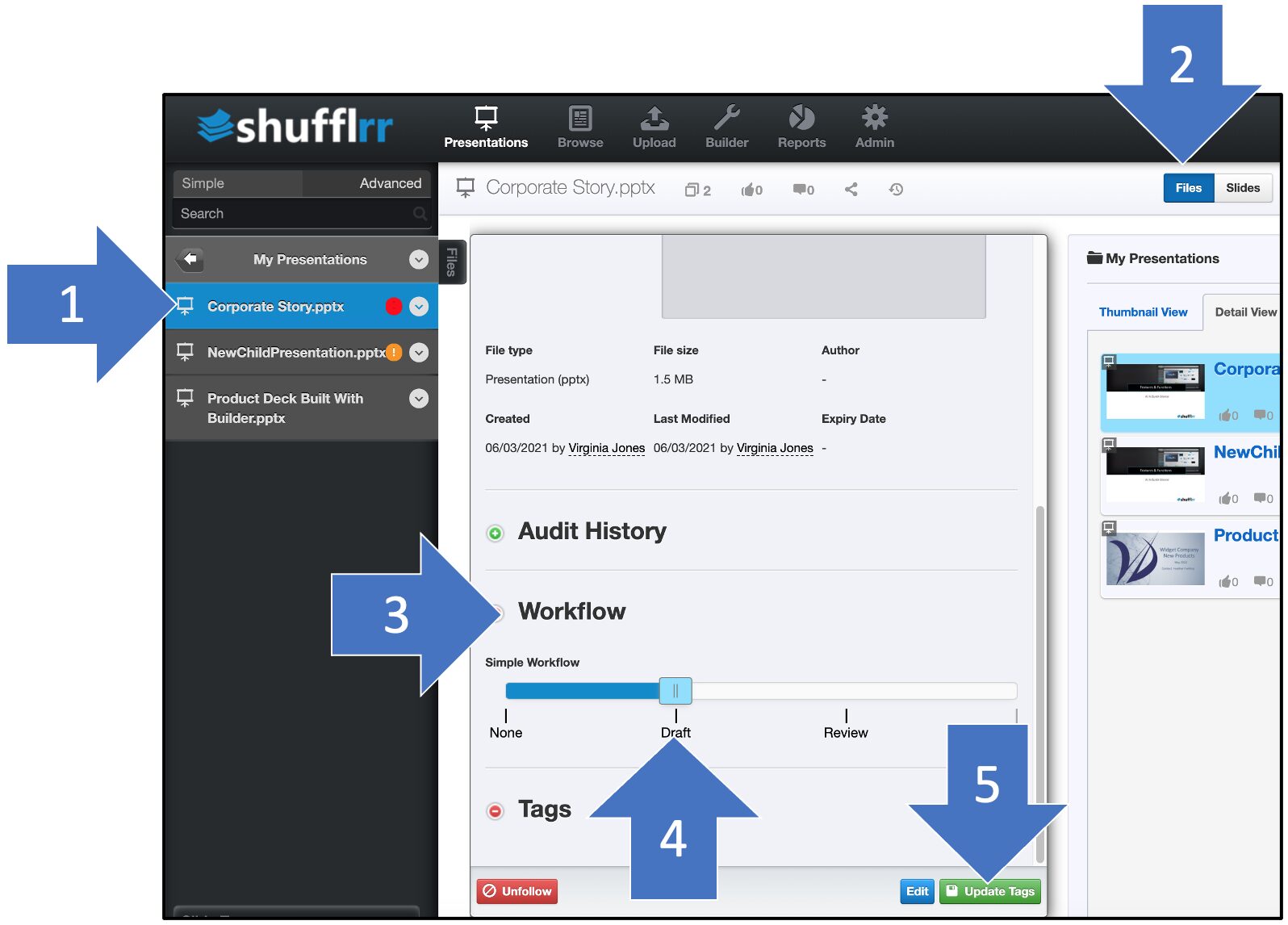 Changing the workflow stage