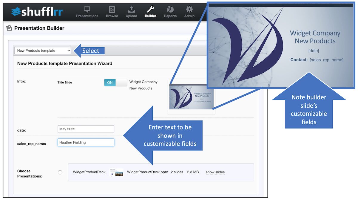 Customizable text in builder