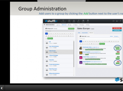 screenshot of group admin dashboard